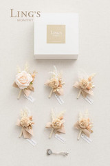 Boutonniere for Men, 6Pcs Groom Groomsmen Boutonniere, Artificial Flowers for We