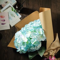Baby Blue 5 Silk Hydrangea Bushes Wedding Flowers Bouquets Party Centerpieces
