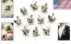 Artificial White Greenery Boutonniere