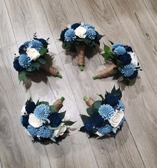Dusty Blue Bridal Bouquet Navy Sola Wood Wedding Flowers Eucalyptus Bridesmaid
