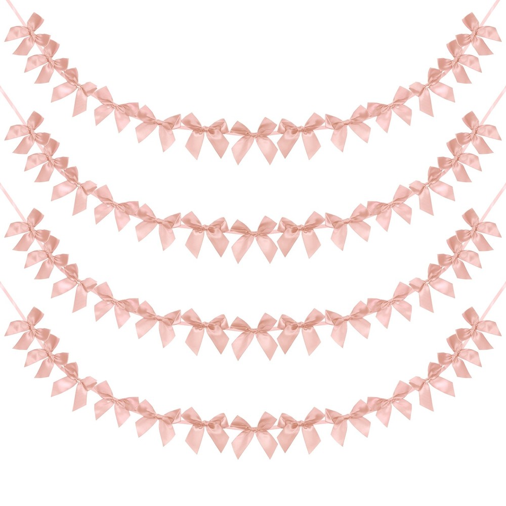 13Pcs 4 String Korean Pink Bow Garland Banner Decoration Party Bow