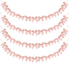 13Pcs 4 String Korean Pink Bow Garland Banner Decoration Party Bow