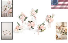 Set of 6 Blush Wedding Centerpieces, Dusty Rose Silk Foam Flowers