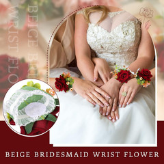 40 Pcs Rose Wrist Corsage and Boutonniere Set Wedding Corsage Wristlet Bride Bri