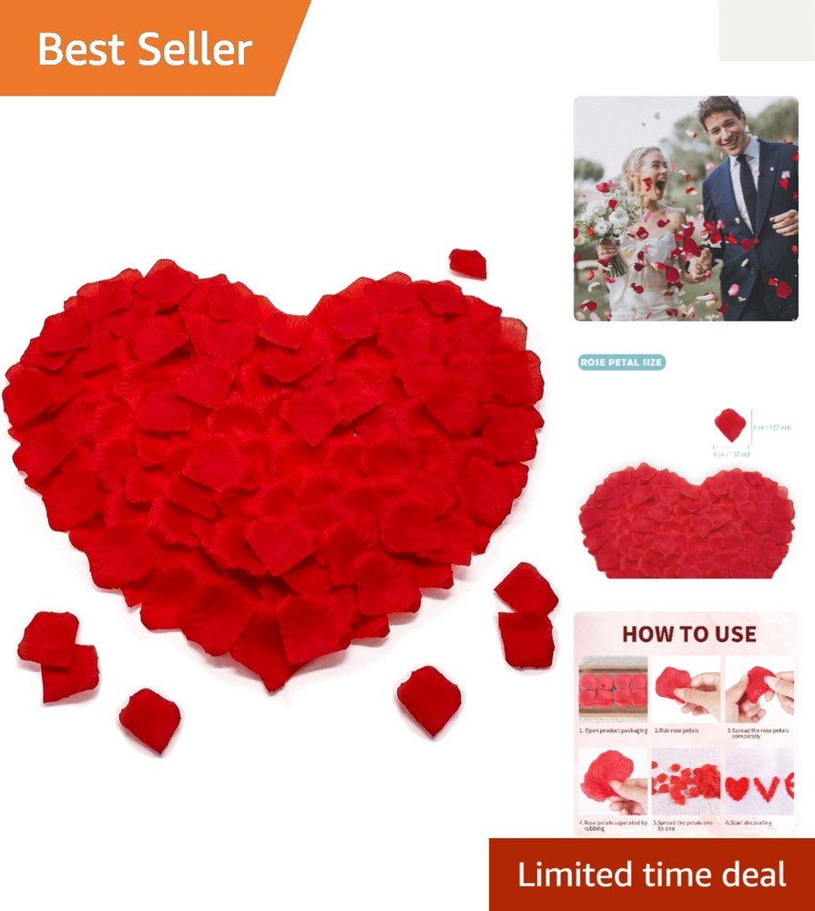 Eco-Friendly 1200 PCS Red Faux Rose Petals for Valentine’s Day & Anniversaries