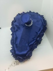 11” Rhinestone Brooch Bridal Bouquet Navy Blue Wedding Rose with Jewel Décor