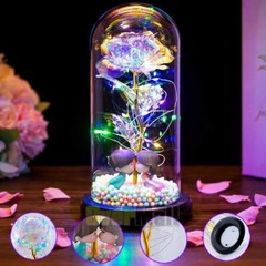 LED Eternal Galaxy Rose in Glass Enchanted Forever Flower Thanksgiving Xmas Gift