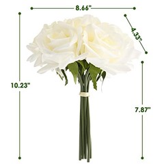 Fake Flowers, Faux Silk Real Touch Artificial Rose Flowers for Decoration