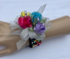 Rainbow Wrist Corsage & Boutonniere Prom Dance Wedding Flowers