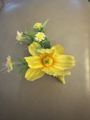 Silk Boutonnière Yellow Flowers & Filler. Yellow Ribbon On Stem Perfect For Prom