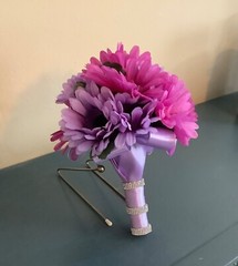 Shades of purple Gerber daisy bridal bouquet