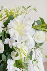 Ling’s Moment 2PCS White & Green Artificial Floral Swags Table Centerpieces W…