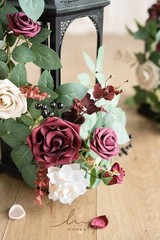 6Pack 2ft Burgundy Artificial Flowers Garland Marsala & Blush Lantern Flower