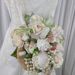 Seaside Crystal Treasures Faux Silk Wedding Bouquet