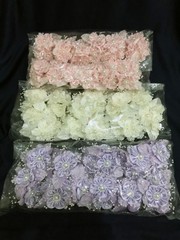 36 Flower. Pearls w/ a Spray On The Satin Flowers of The Bride. 3 Flower x 12