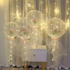 Valentine 1 RoseFlower Bouquet Ballon Wedding Decoration Bobo Ball LED
