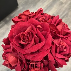 Red Rose Bridal Bouquet with Flower Girl bouquet – Both Wrapped in White Ribbon