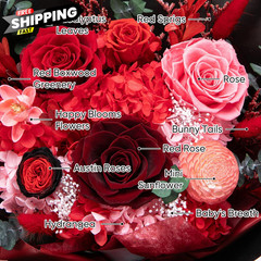 Bessol Flowers for Delivery Preserved Small, Red Flower Bouquet