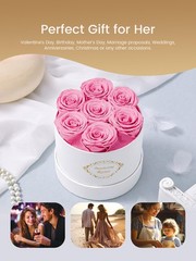 Beaulasting Long Lasting Preserved Roses in a Box Last a Year White Box, Pink