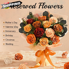 Flower Bouquet 12-Piece Preserved Roses Yellow 12 Roses, Yellow-12