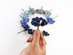 KADADSA 100 pcs Tiny Artificial Roses Mixed Dark and Light Blue Shade Five…