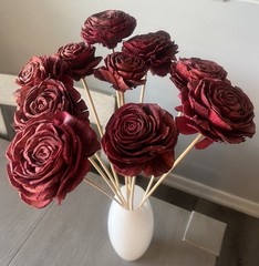 Roses Long Stem Red Roses 10 Rustic Sola Wood Flowers 21” Long