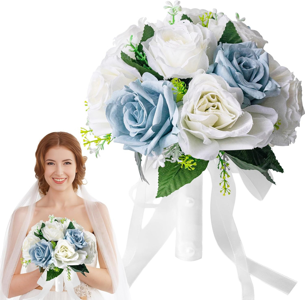 Wedding Bouquets for Bride & Bridesmaid – Realistic Silk Flowers Artificial Rose