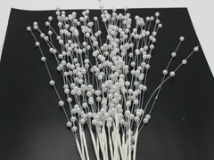 100 Bunch White Ivory Pearl Flower Stem Beads Garland Sprays Bridal Bouquet Wed