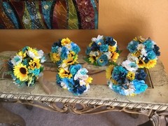 Sunflower wedding flowers package bridal bouquet decorations bouquets turquoise