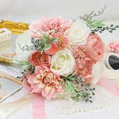 Wedding Bouquets for Bride Bridesmaid 8.5 Inch Dusty Artificial Roses Pink