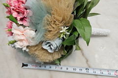 Handmade Dusty Pink Blue Bridal Wedding Bouquet Flower Girl Posey Handle 12″