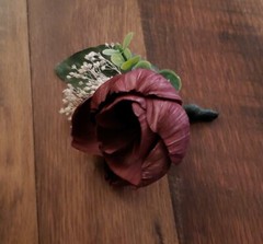 Burgundy Navy Blue Cascade Bridal Bouquet Artificial Sola Wood Wedding Flowers