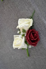 Wedding CORSAGE buttonhole, triple rose for groomsman, wedding guest, prom (C1)
