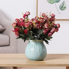 7 Branch1 Mini Rose Heads Artificial Flowers Bouquet Wedding 2 2 Pcs Rose Red
