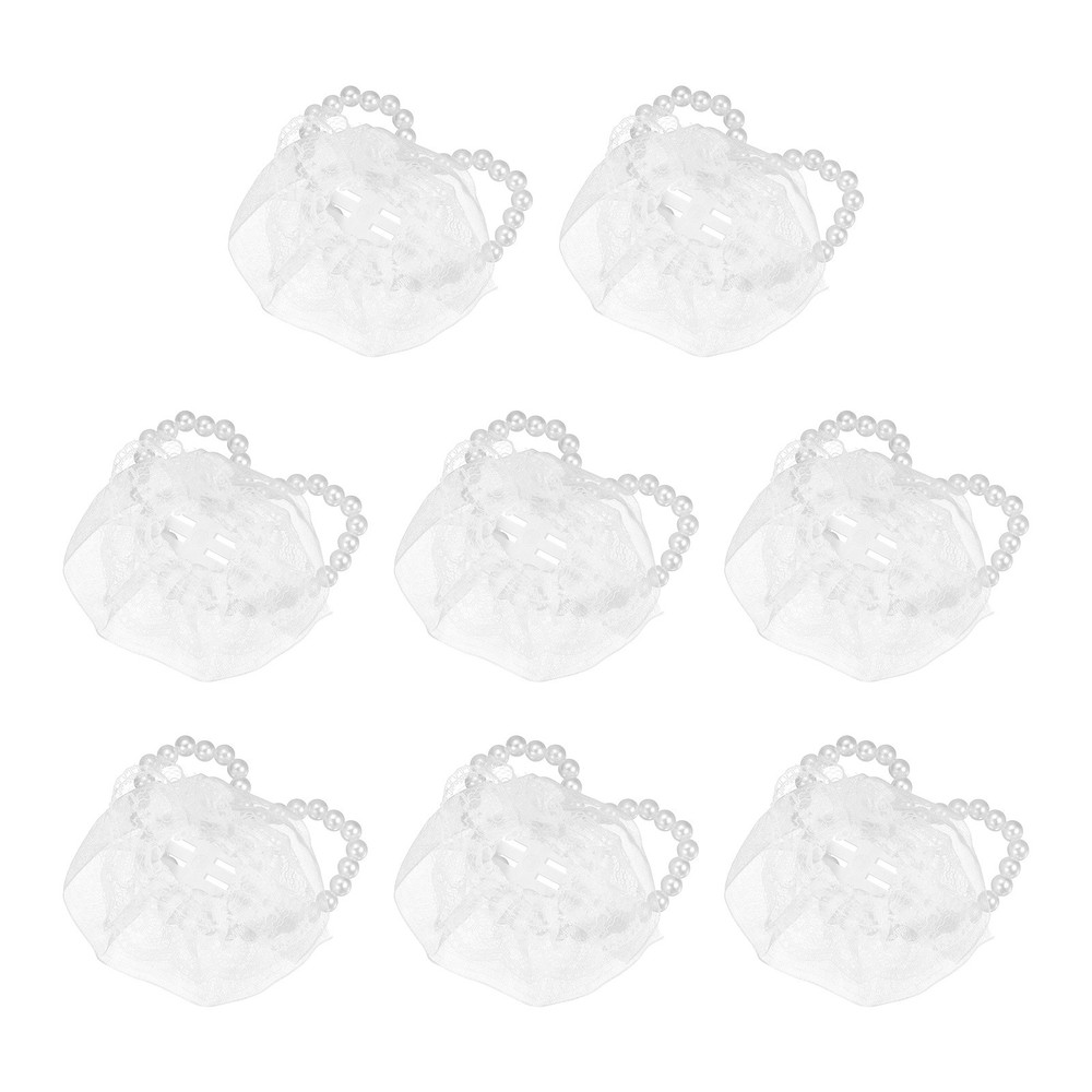 Pearl Lace Corsage Wristlet, 5Inch 8Pcs Elastic Wrist Corsage Bracelets, White
