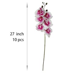 Pack Pink Orchid Artificial Flowers Real Touch, 27” 10 Pink + White Edge