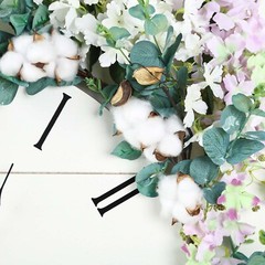 5 ft long Green White Artificial Cotton Balls with Eucalyptus Foliage Garlands