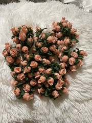 Vintage Poly Silk Rose Buds Flower Wire Stem Bouquet Wedding Crafts Hats Dolls