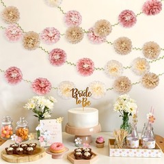 Kriyokiaa Tissue Paper Flowers Boho Blush Pink Pom 6 Inches, Dusty