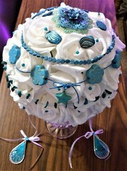Bridal Wedding Bouquet Color Turquoise Gem Stone Brooch White Latex Rose Flowers