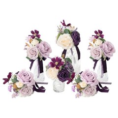 6Pcs Artificial Flower Bouquets for Bride and Bridesmaids Wedding Decoration
