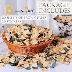 20 Cups of Mix Dried Bio Flower Rose Petals Confetti 2 QT Ivory White Roses
