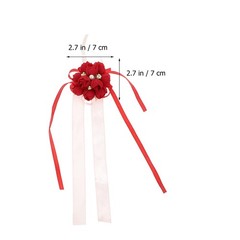 3Pcs Red Bridal Wrist Flower Fabric Bands for Bohemian Wedding Decor