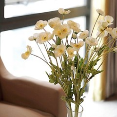 IVORY 2 Bushes 33″ Stem Silk Artificial Poppy FLOWER SPRAYS Party Decorations