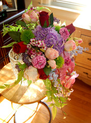 Hand Made Bridal Bouquet Cascading, Orchid, Roses, Hydrangea NEW