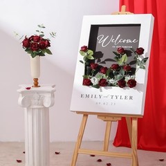 12PCS Artificial Flowers Fake Roses, Realistic Velvet Long Stem Red Roses Wine