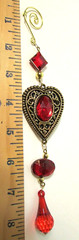 9″ Heart with red bead jewels hanging ornament