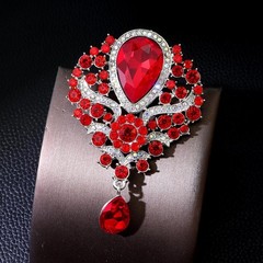 1Pcs Wedding Bridal Bouquet Clear Crystal Rhinestone Teardrop Dangle Brooch Pin