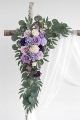 Lilac Artificial Wedding Arch Flowers Kit (Pack of 3) with 26Ft White Shiny A…