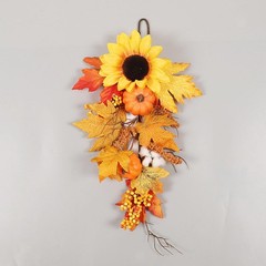 Maple Teardrop Wreath Fake Wall Decor Hanging Farmhouse Ornament Rustic Fall